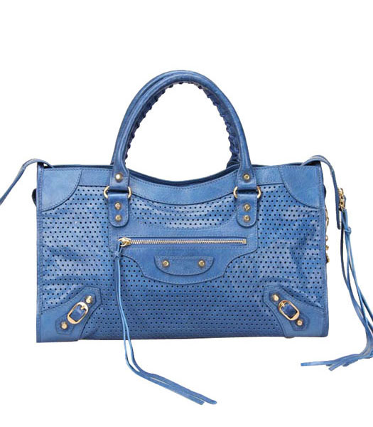 Balenciaga Handbag scuro Mare pelle blu petrolio importato con Golde